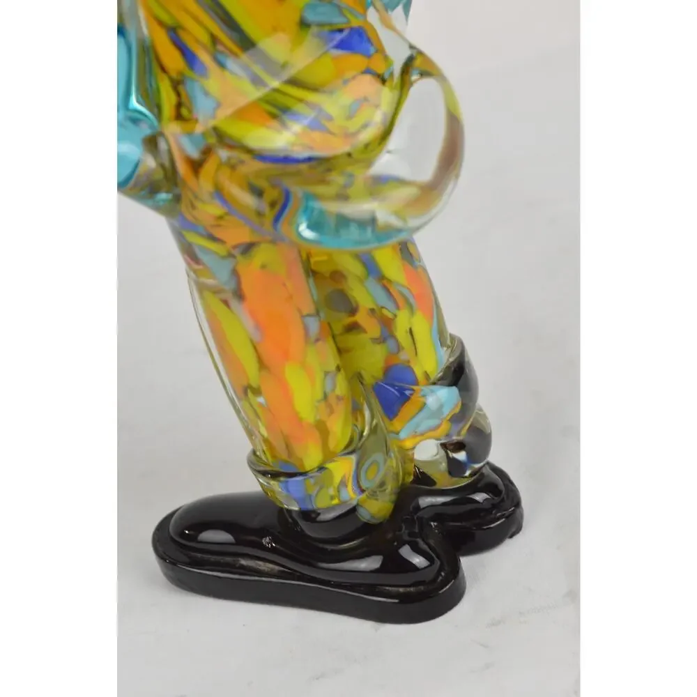 Vintage Murano Italian Hand Blown Art Glass Clown Figurine w/ Tambourine